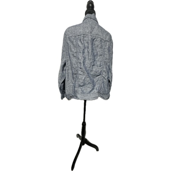 Jones New York Plus Size 1X Blue Linen Jacket Long Sleeve Button-Down Womens - Picture 3 of 5